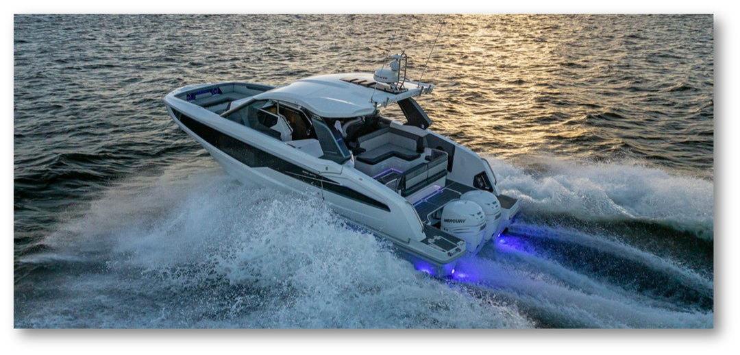 Galeon 325 GTO with Twin Mercury 400 HP – 90% Faster at 4000 RPM