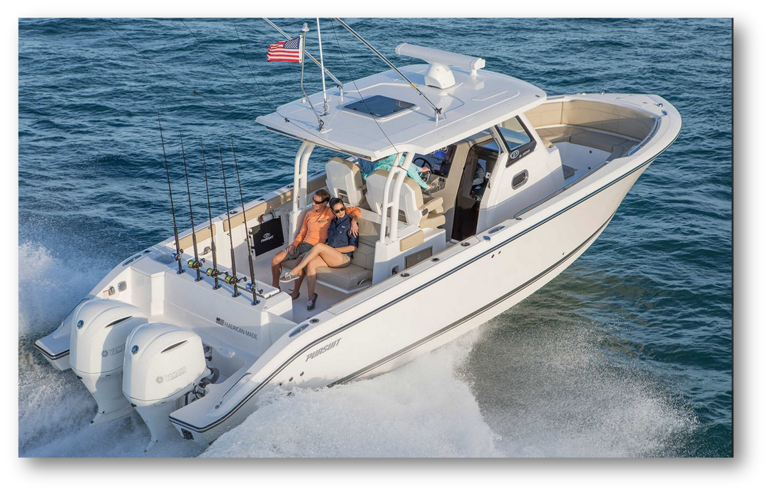 Pursuit S 328 with Twin Yamaha 300 HP – 55% Faster at 3000 RPM and 16% more fuel efficient at 22 MPH